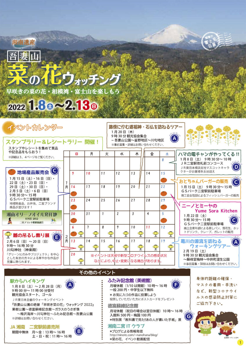 第18回 吾妻山 菜の花ウォッチング　～早咲きの菜の花・相模湾・富士山を楽しもう！～