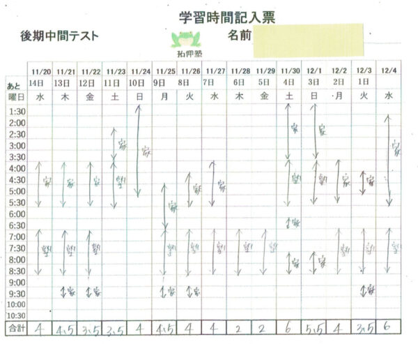 学習時間記録表