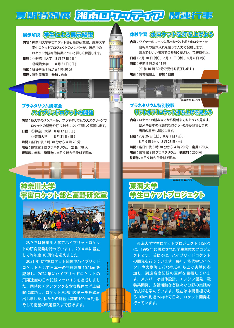 【平塚】夏休みの宿題の題材に！　令和7年度夏期特別展 湘南ロケッティア
