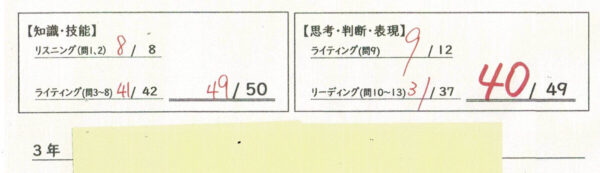 期末　中3英語90点