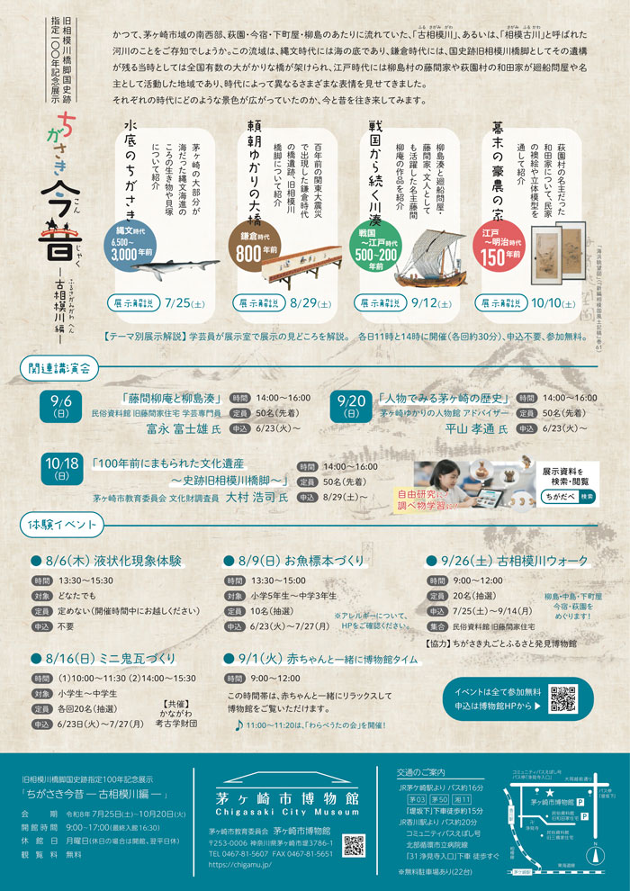 【茅ヶ崎】旧相模川橋脚国史跡指定100年記念展示　ちがさき今昔－古相模川編－